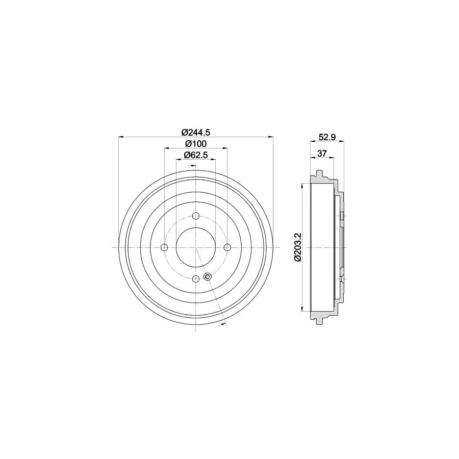 Hella 8DT 355 303-431 Brake Drum