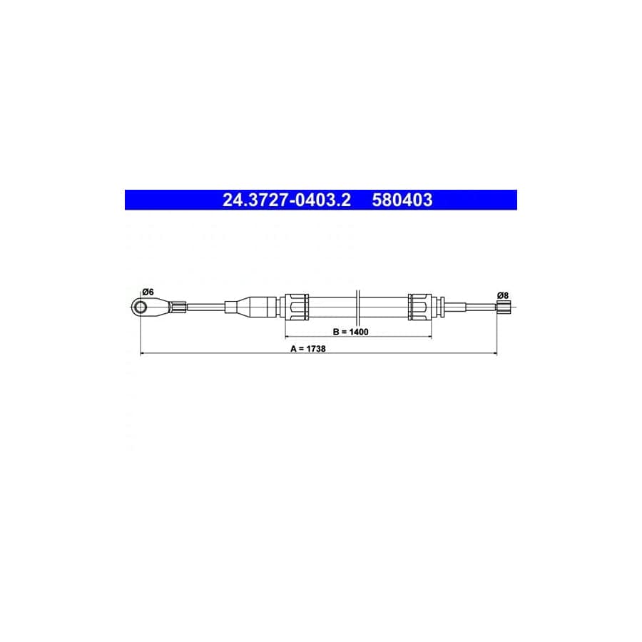 ATE 24.3727-0403.2 Hand Brake Cable