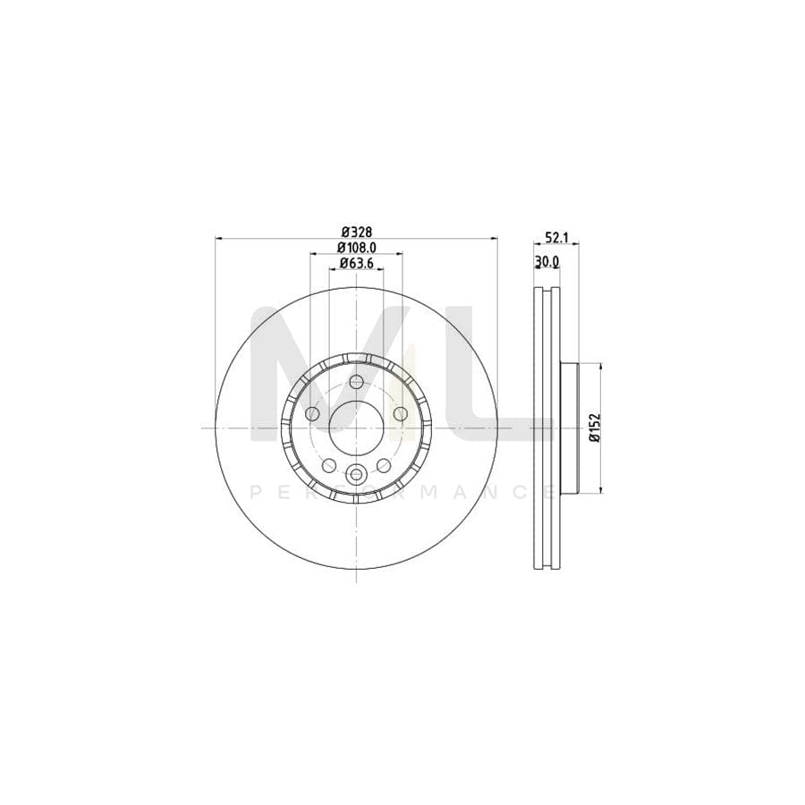 HELLA PRO 8DD 355 116-181 Brake Disc for VOLVO XC60 I (156) Externally Vented, Coated, without wheel hub, without wheel studs | ML Performance Car Parts