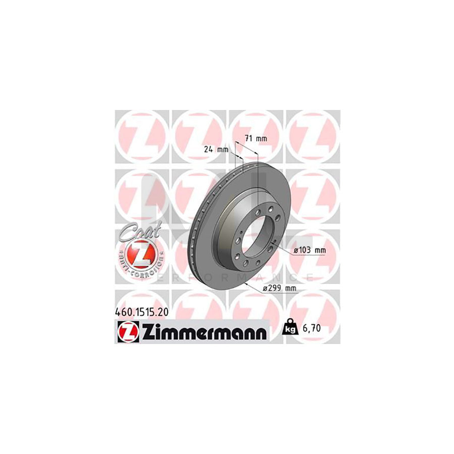 ZIMMERMANN COAT Z 460.1515.20 Brake Disc Internally Vented, Coated | ML Performance Car Parts