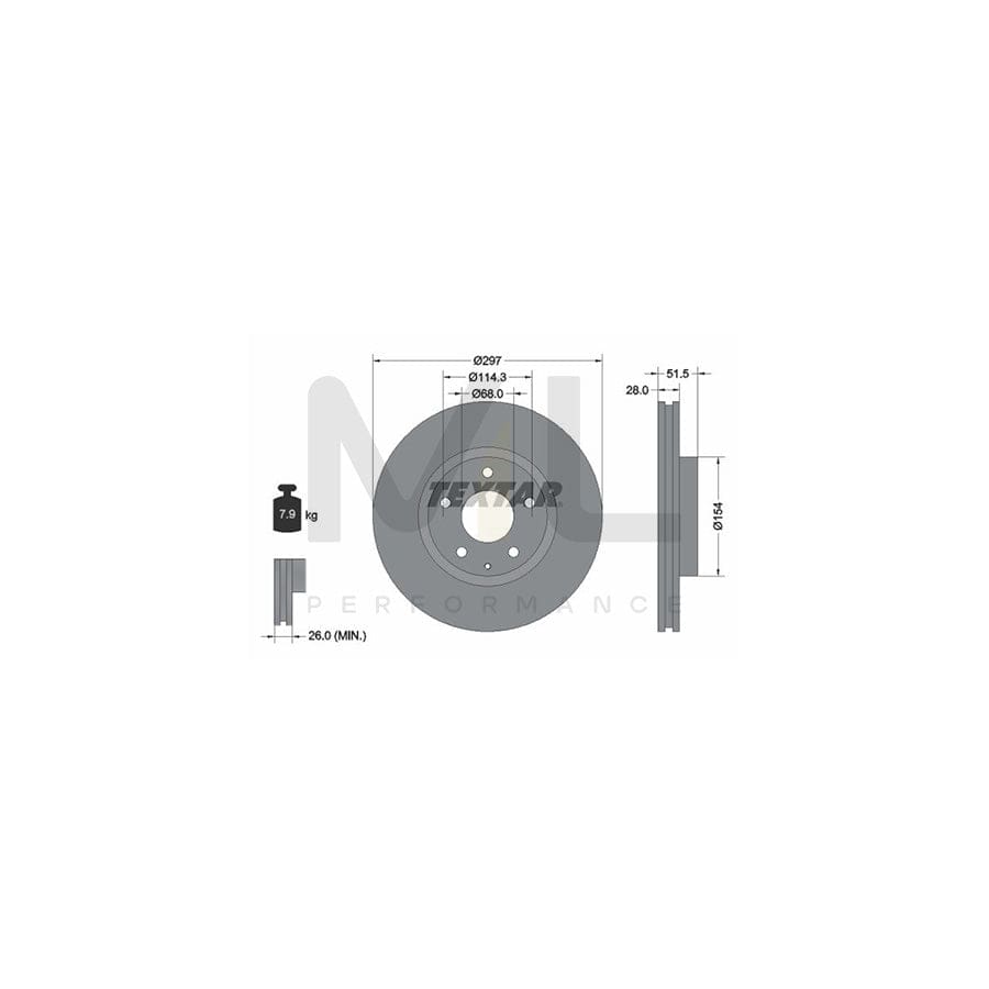 TEXTAR PRO 92257403 Brake Disc Internally Vented, Coated, without wheel hub, without wheel studs | ML Performance Car Parts