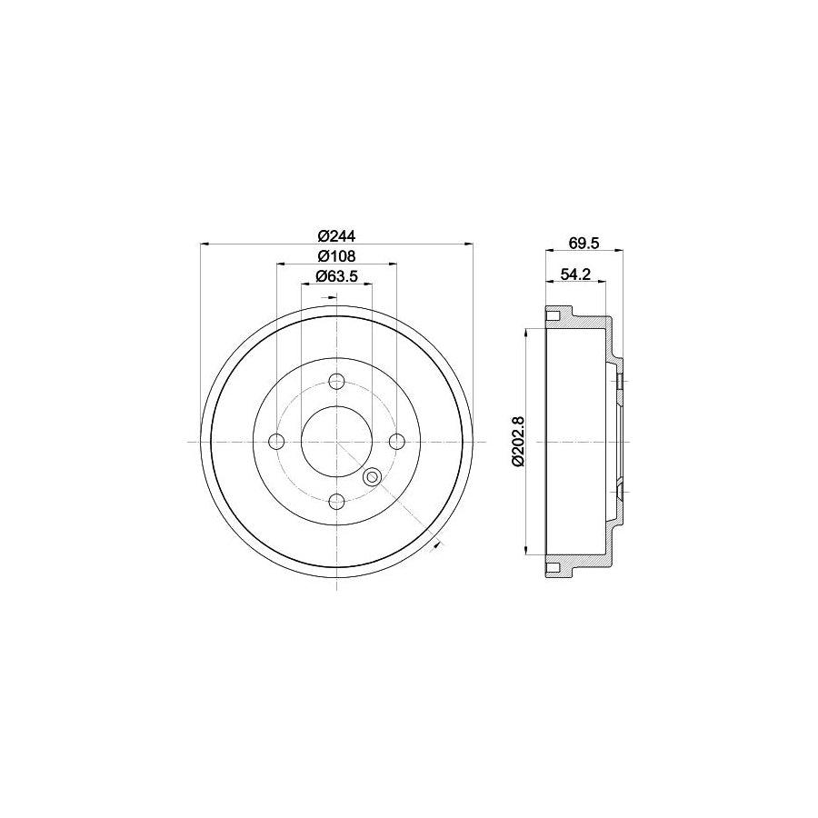 Hella 8DT 355 303-421 Brake Drum For Ford Fiesta