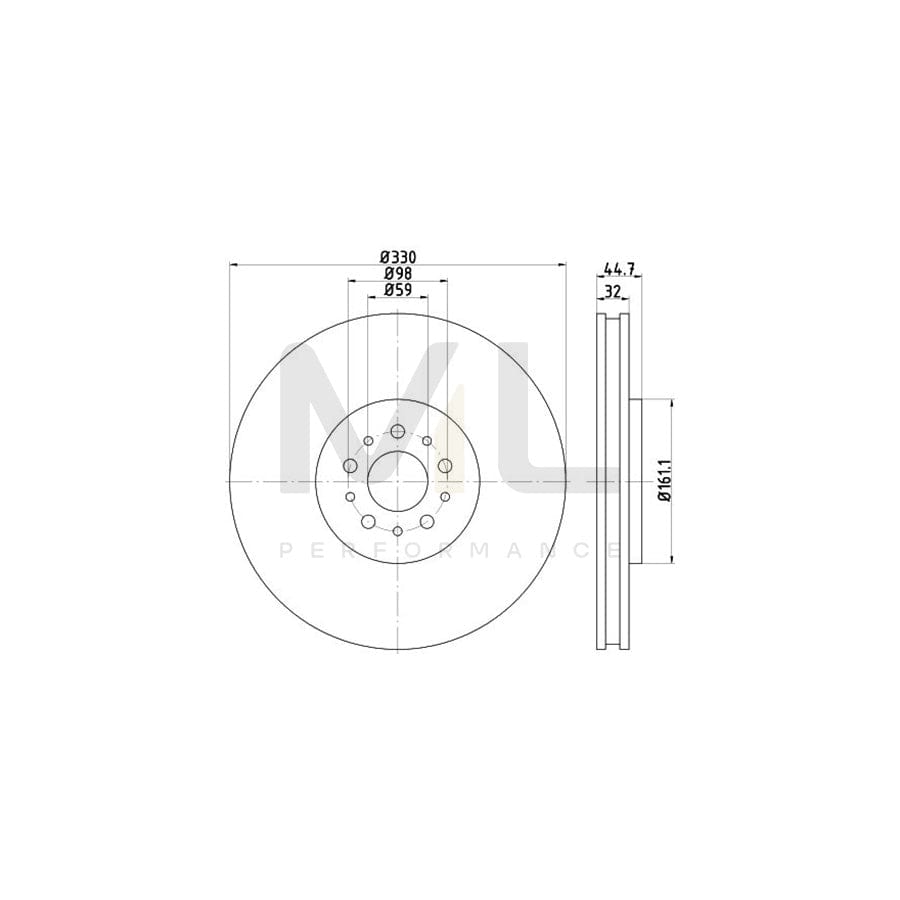 TEXTAR PRO 92261303 Brake Disc Internally Vented, Coated, without wheel hub, without wheel studs | ML Performance Car Parts