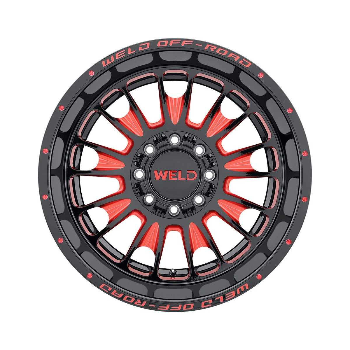 Weld W12222082475 Scorch W122 Wheel 22x12 8x165.1 ET-44 BS4.75 Gloss Black MIL RED