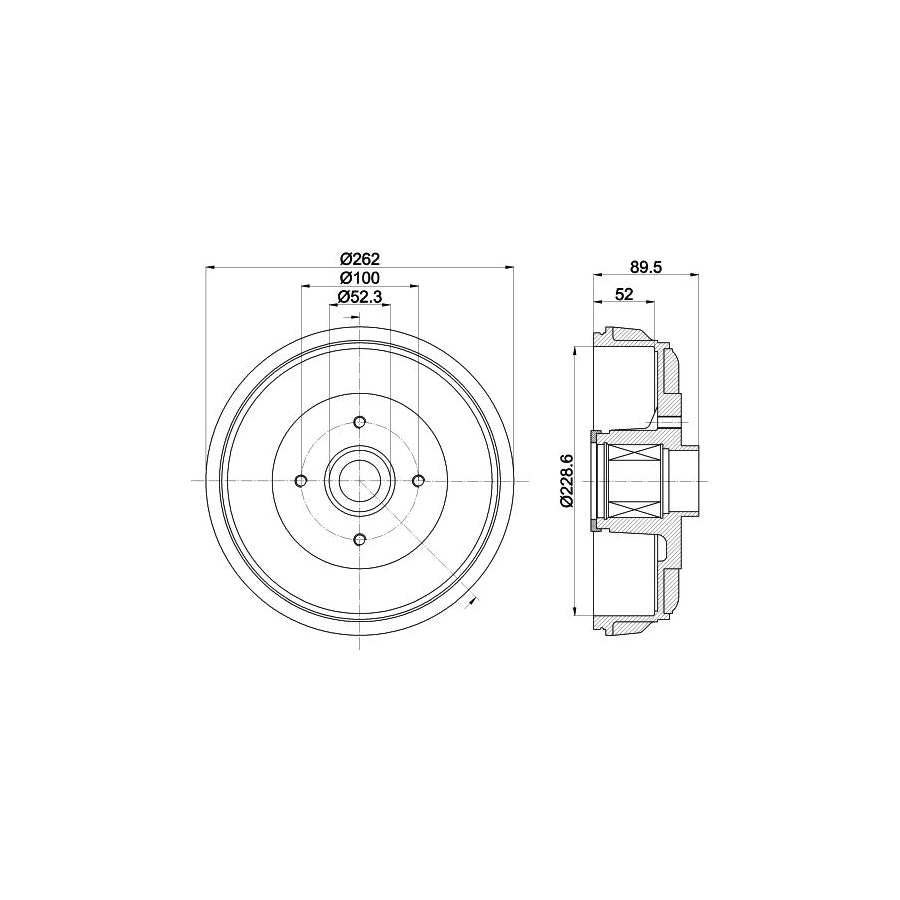 Hella 8DT 355 303-411 Brake Drum