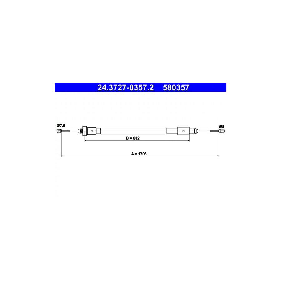 ATE 24.3727-0357.2 Hand Brake Cable