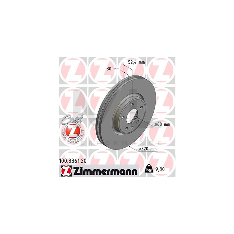 ZIMMERMANN COAT Z 100.3361.20 Brake Disc for AUDI Q5 Internally Vented, Coated, High-carbon | ML Performance Car Parts