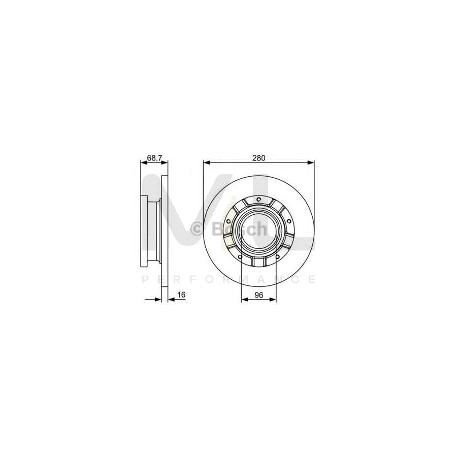 BOSCH 0 986 479 389 Brake Disc for FORD TRANSIT Solid, Oiled, without ABS sensor ring | ML Performance Car Parts