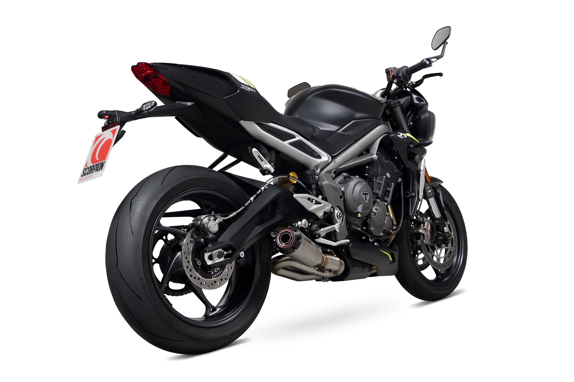 Scorpion PTR89TEO Triumph Red Power Slip-On - Titanium Sleeve (Street Triple 765 R / RS) | ML Performance UK UK