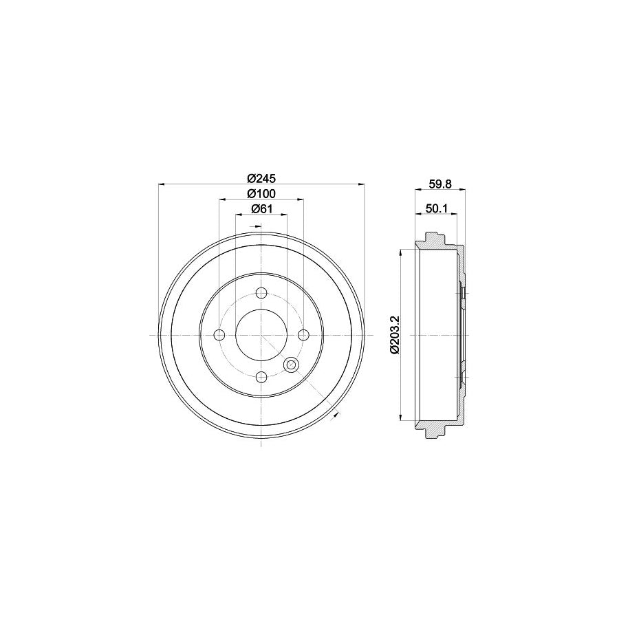 Hella 8DT 355 303-381 Brake Drum For Nissan Micra V Hatchback (K14)