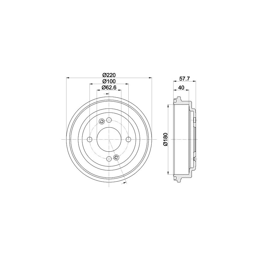 Hella 8DT 355 303-361 Brake Drum For Hyundai Getz (TB)