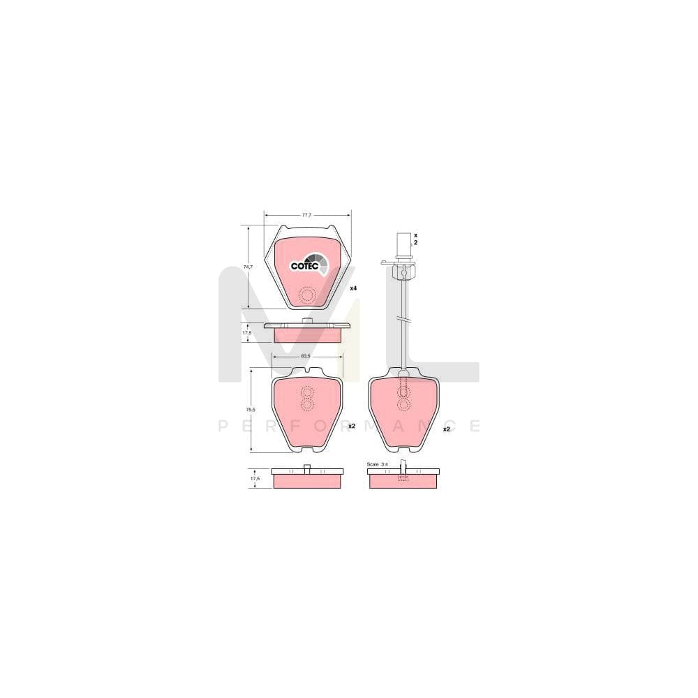 TRW Cotec Gdb1381 Brake Pad Set Incl. Wear Warning Contact | ML Performance Car Parts