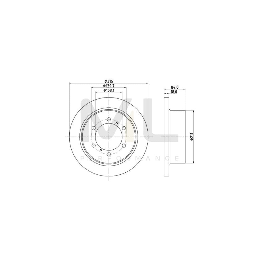 HELLA 8DD 355 106-221 Brake Disc Solid, without wheel hub, without wheel studs | ML Performance Car Parts