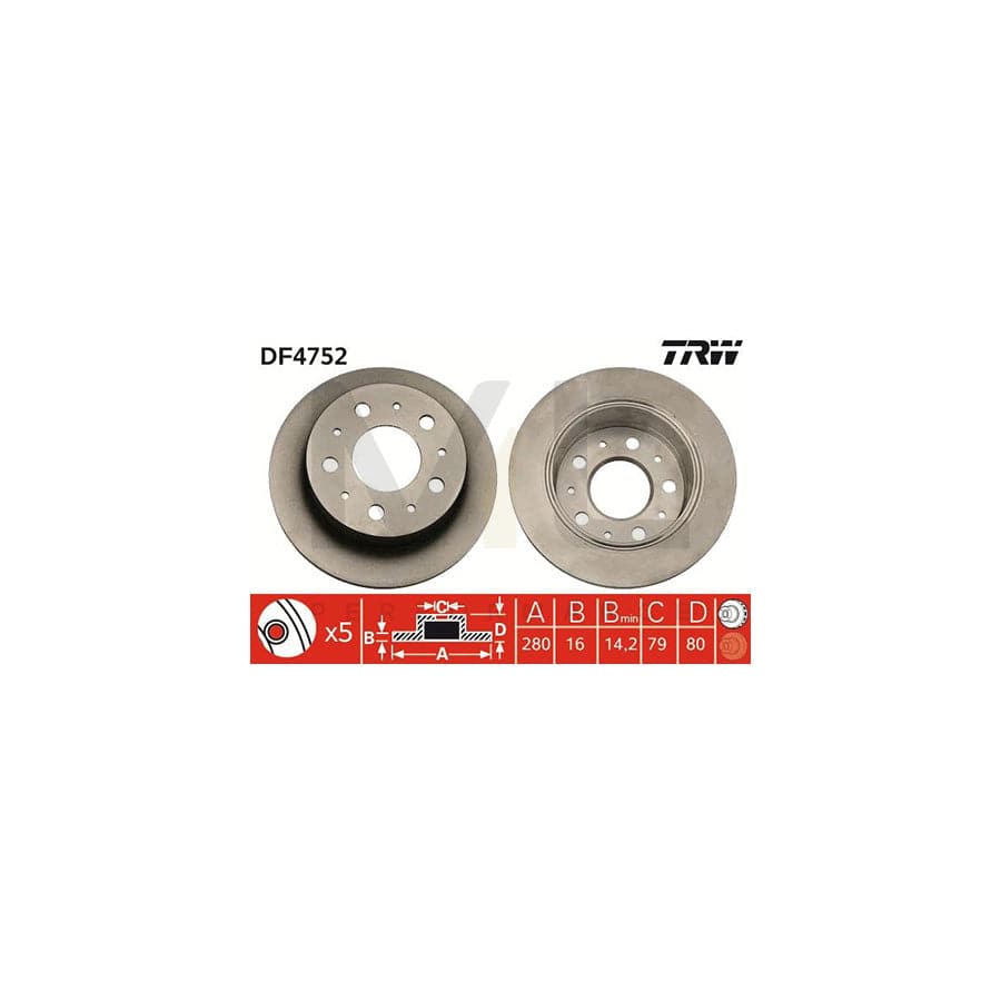 TRW DF4752 Brake Disc Solid, Painted, High-carbon | ML Performance Car Parts