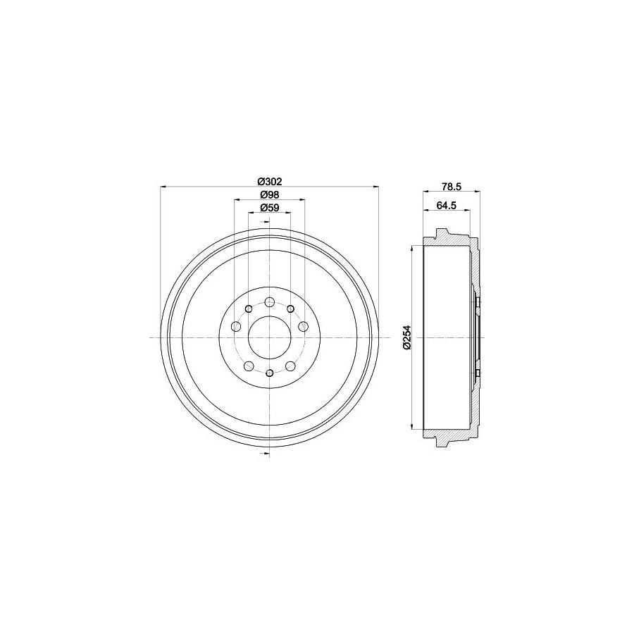 Hella 8DT 355 303-341 Brake Drum