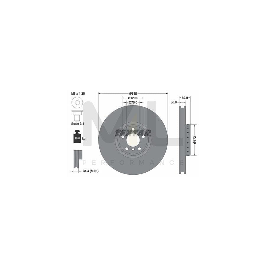 TEXTAR PRO+ 92266425 Brake Disc Internally Vented, Two-piece brake disc, Coated, High-carbon, with bolts/screws, without wheel hub, without wheel studs | ML Performance Car Parts