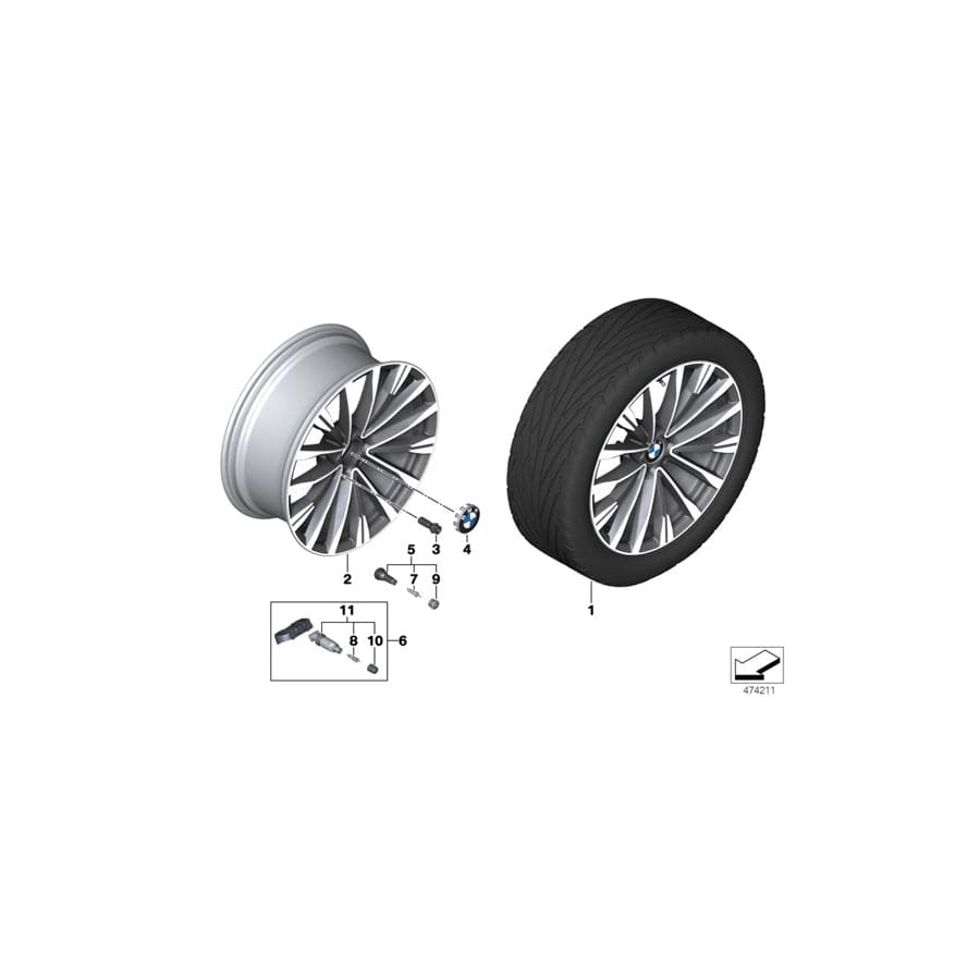 Genuine BMW 36116870889 F34 Disk Wheel, Light-Alloy, Spheric-Grey 9JX19 ET:42 (Inc. 330dX, 325d & 340i) | ML Performance UK Car Parts