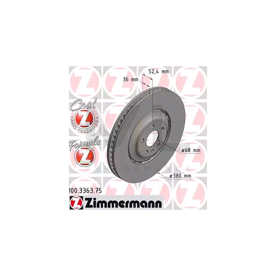 ZIMMERMANN FORMULA Z COAT Z 100.3363.75 Brake Disc Two-piece brake disc, Vented, Coated, Alloyed / High-carbon | ML Performance Car Parts