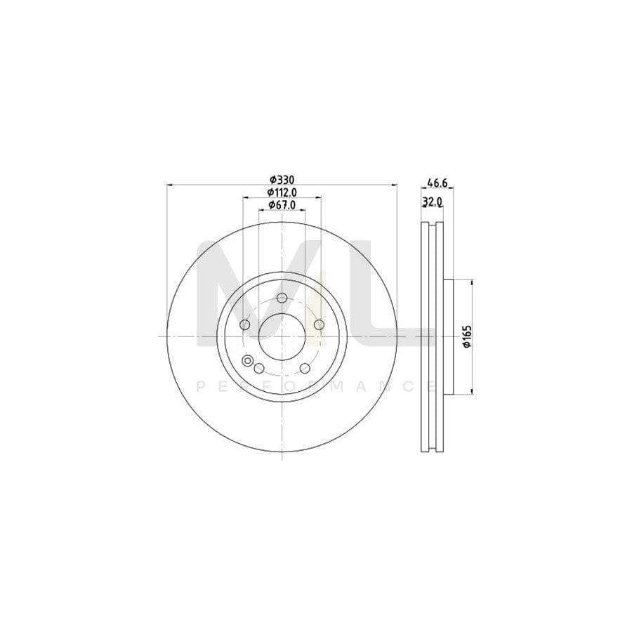 HELLA PRO 8DD 355 115-861 Brake Disc Internally Vented, Coated, without wheel hub, without wheel studs | ML Performance Car Parts