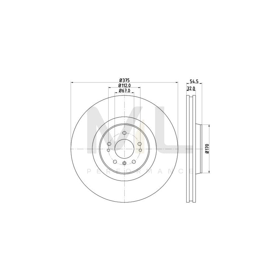 HELLA PRO High Carbon 8DD 355 128-941 Brake Disc Internally Vented, Coated, High-carbon, without wheel hub, without wheel studs | ML Performance Car Parts