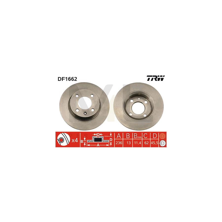 TRW DF1662 Brake Disc for SKODA FAVORIT Solid | ML Performance Car Parts