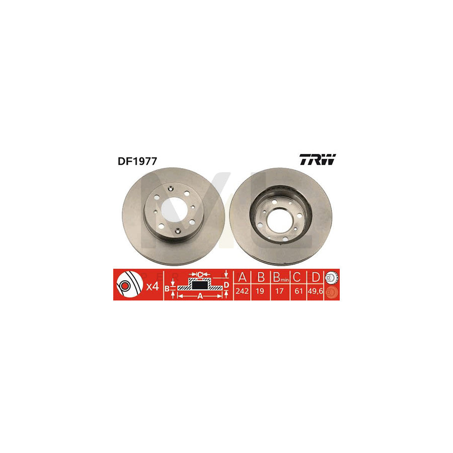 TRW DF1977 Brake Disc Vented, Painted | ML Performance Car Parts