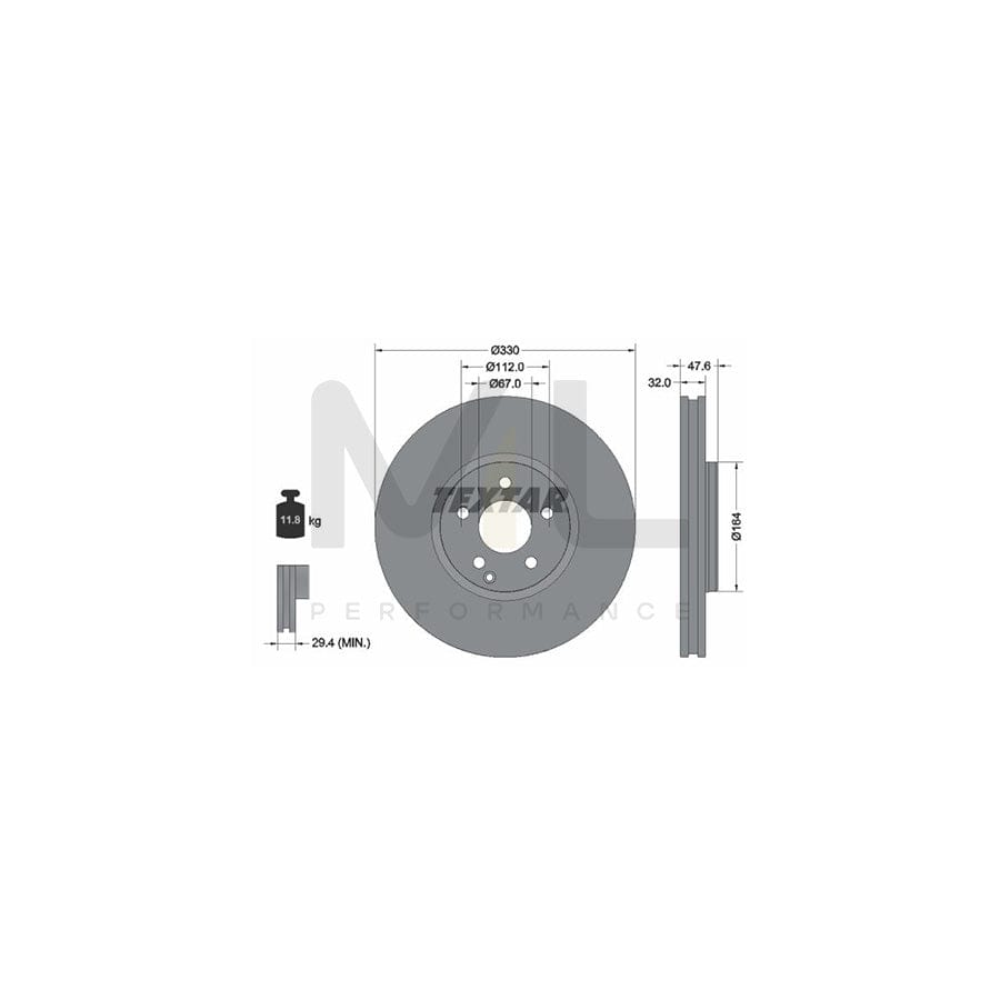 TEXTAR PRO+ 92198805 Brake Disc suitable for MERCEDES-BENZ E-Class Internally Vented, Coated, High-carbon, without wheel hub, without wheel studs | ML Performance Car Parts