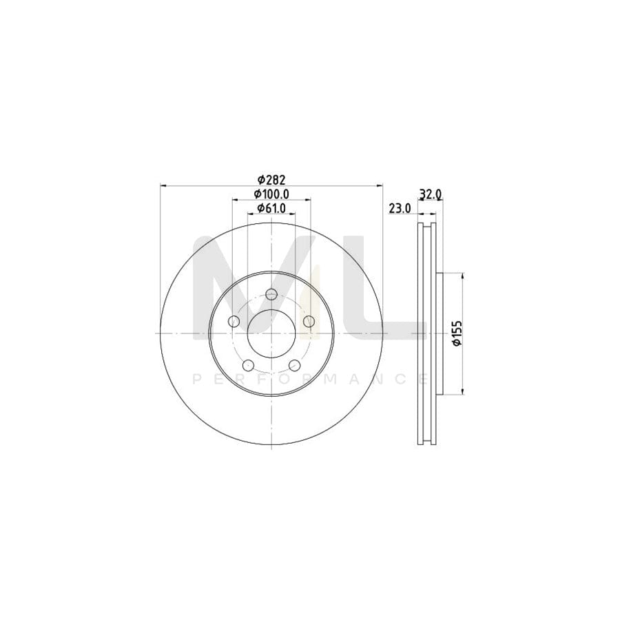 HELLA PRO 8DD 355 120-621 Brake Disc Internally Vented, Coated, without wheel hub, without wheel studs | ML Performance Car Parts