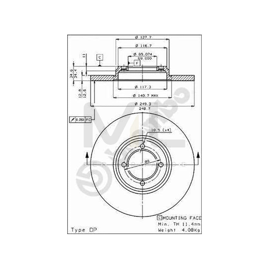 BREMBO 08.2477.10 Brake Disc Solid | ML Performance Car Parts