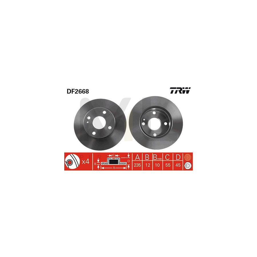 TRW DF2668 Brake Disc for MAZDA 121 II Saloon (DB) Solid | ML Performance Car Parts