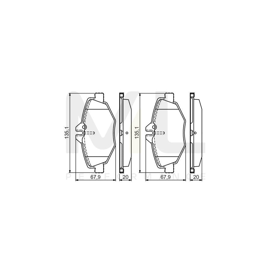 Bosch 0986495433 Brake Pad Set Excl. Wear Warning Contact, With Anti-Squeak Plate, With Mounting Manual BP2065 | ML Performance Car Parts