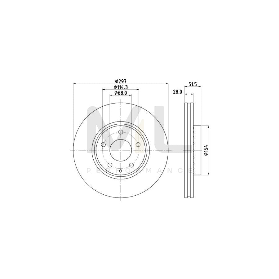 HELLA 8DD 355 126-981 Brake Disc Externally Vented, Coated, without wheel hub, without wheel studs | ML Performance Car Parts