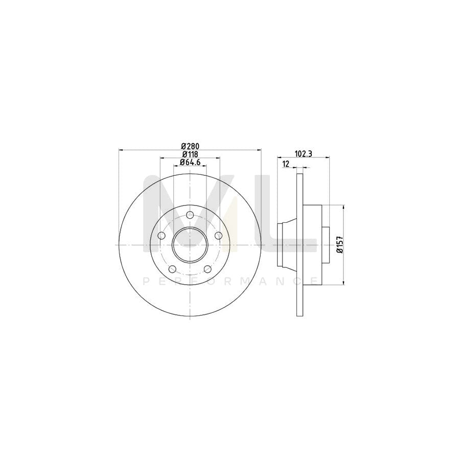 TEXTAR 92131600 Brake Disc Solid, with wheel hub, without wheel studs | ML Performance Car Parts