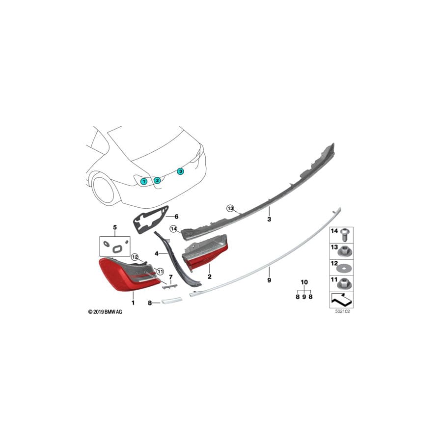 Genuine BMW 63219450365 G11 G12 Gasket, Rear Light, Trunk Lid, Left (Inc. 740LdX, 730Li & 740iX) | ML Performance UK Car Parts