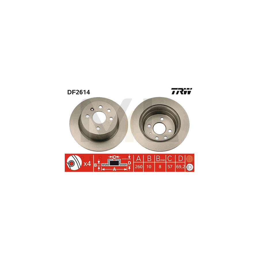 TRW DF2614 Brake Disc Solid, Painted, with bolts/screws | ML Performance Car Parts