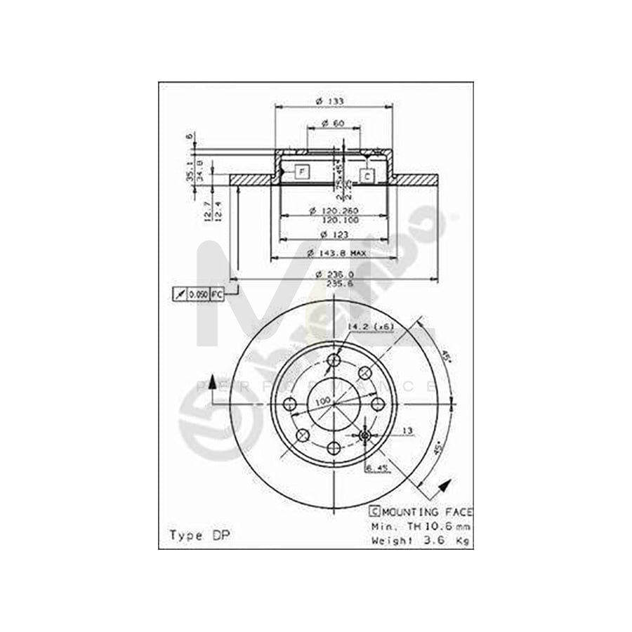 BREMBO 08.4475.30 Brake Disc Solid | ML Performance Car Parts