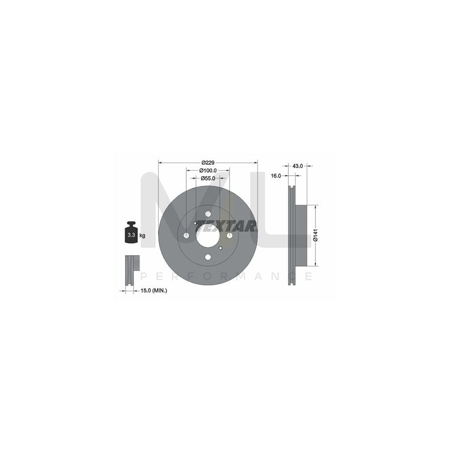 TEXTAR 92097900 Brake Disc for TOYOTA STARLET Internally Vented, without wheel hub, without wheel studs | ML Performance Car Parts