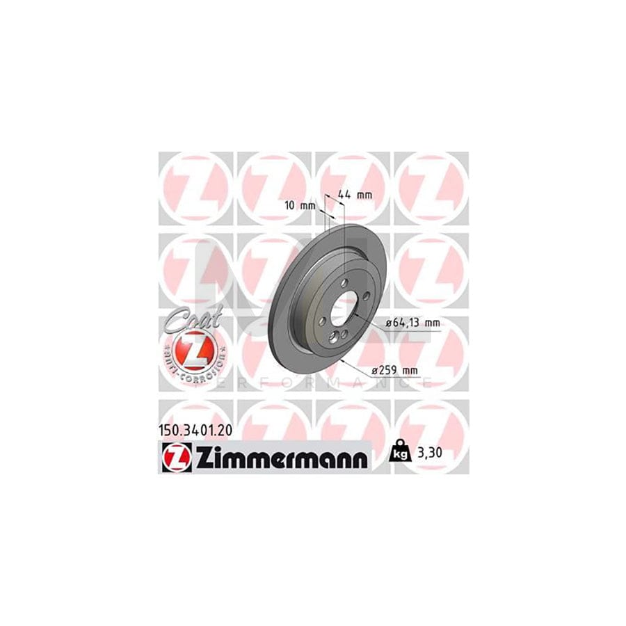 ZIMMERMANN COAT Z 150.3401.20 Brake Disc Solid, Coated, High-carbon | ML Performance Car Parts