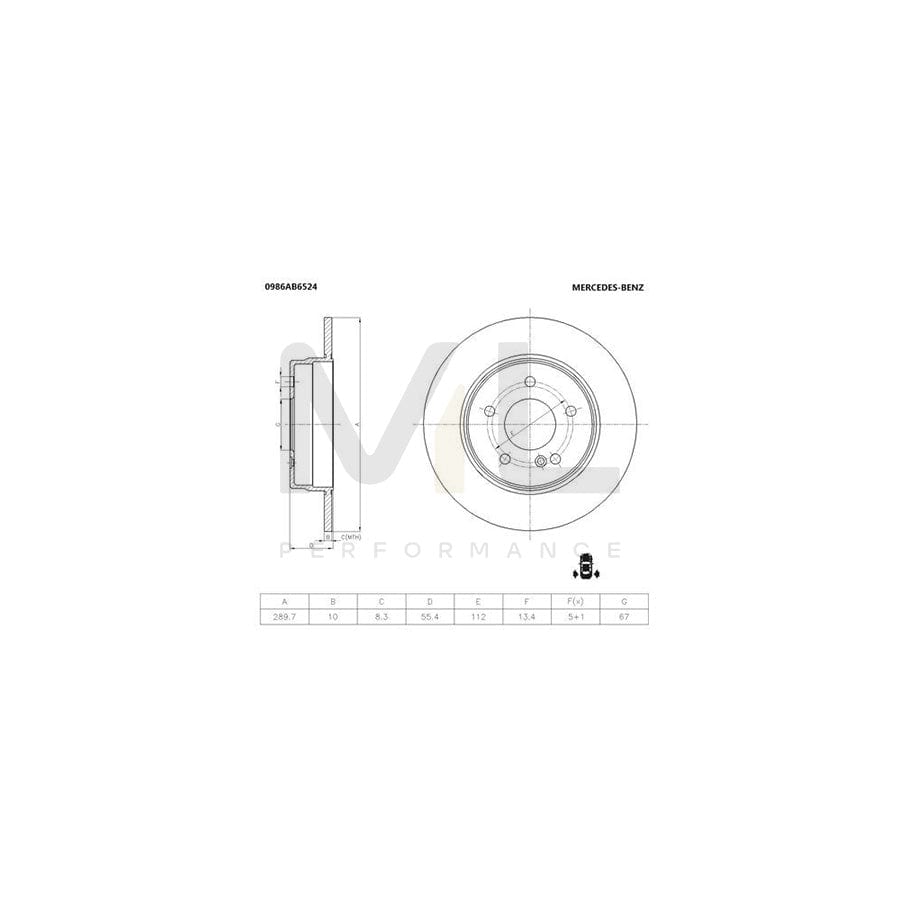 BOSCH 0 986 AB6 524 Brake Disc suitable for MERCEDES-BENZ E-Class Solid, Painted | ML Performance Car Parts