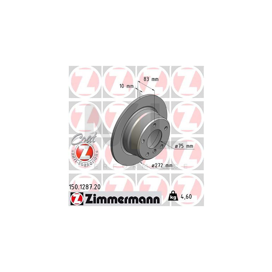 ZIMMERMANN COAT Z 150.1287.20 Brake Disc for BMW Z3 Solid, Coated, High-carbon | ML Performance Car Parts