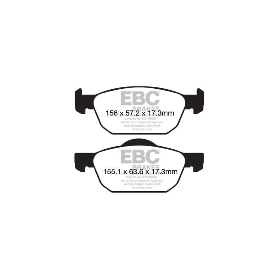 EBC PD06KF724 Honda Civic Greenstuff Front Brake Pad & USR Disc Kit - ATE Caliper 2 | ML Performance UK Car Parts