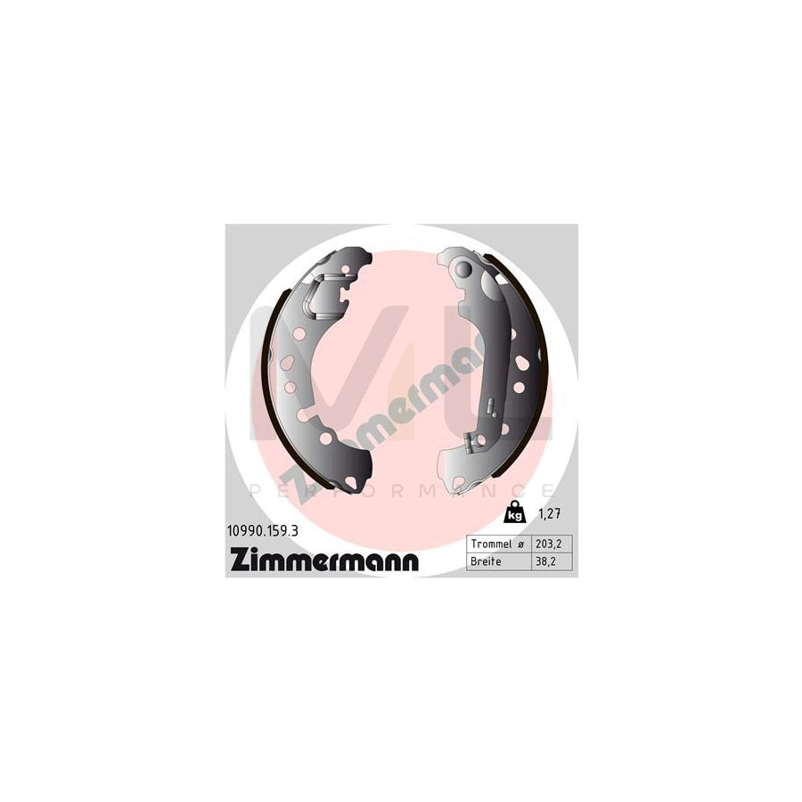 ZIMMERMANN 10990.159.3 Brake Shoe Set for FORD Fiesta Mk7 Hatchback Photo corresponds to scope of supply, with lever | ML Performance Car Parts