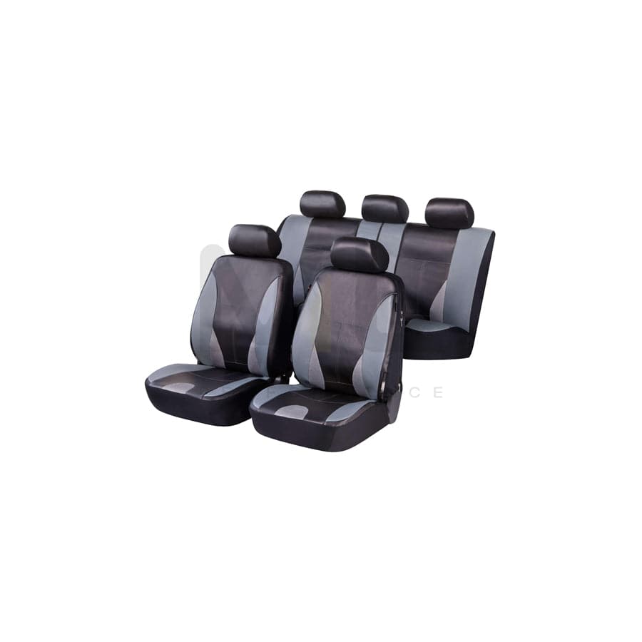 WALSER ZIPP IT Deluxe 11983 Car seat cover Black/Grey, Leatherette, Front and Rear | ML Performance Car Parts