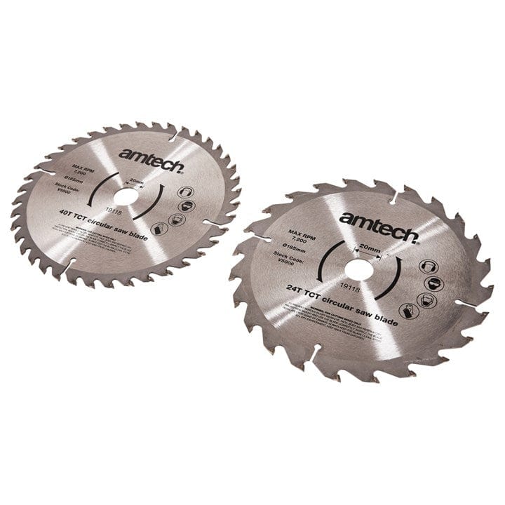 Amtech 2pcs. 185mm Circular Saw Blade Set (24T/40T) | ML Performance DIY & Power Tools