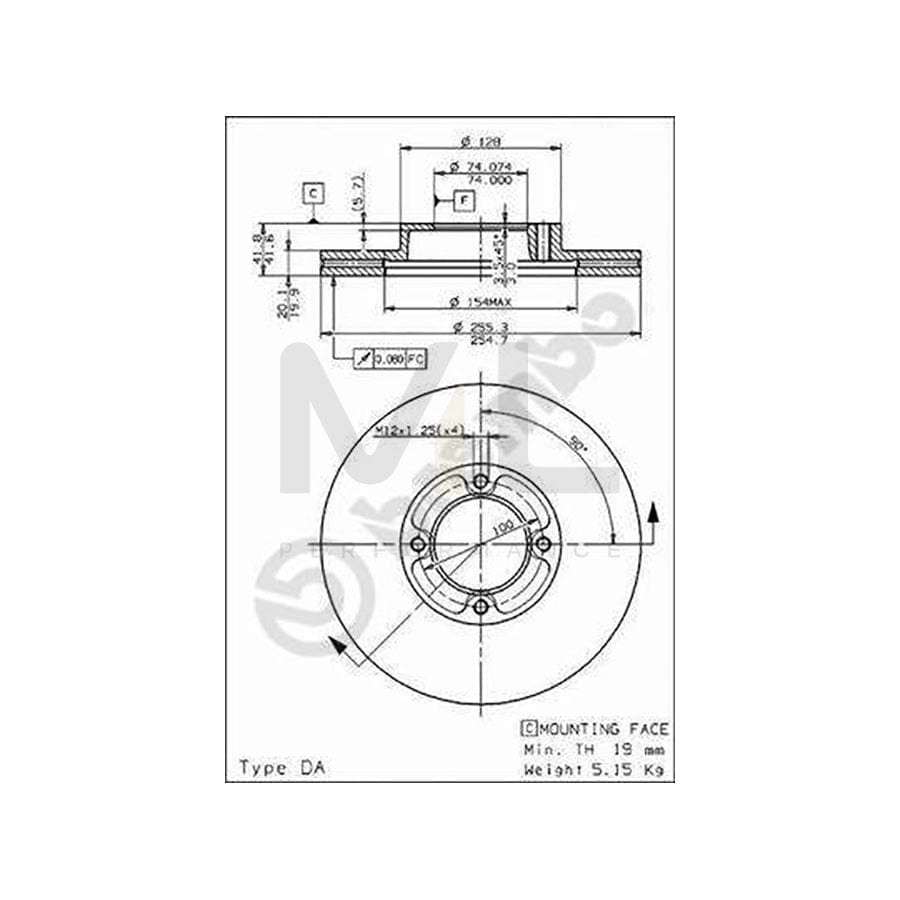 BREMBO 09.5019.10 Brake Disc Internally Vented | ML Performance Car Parts