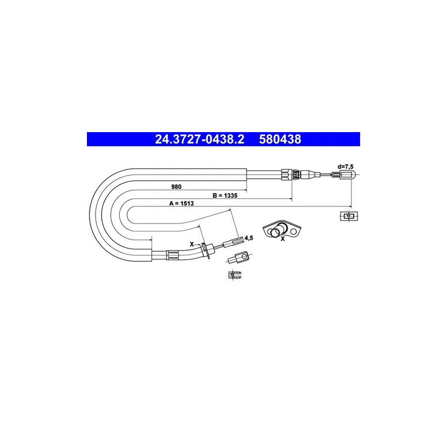 ATE 24.3727-0438.2 Hand Brake Cable