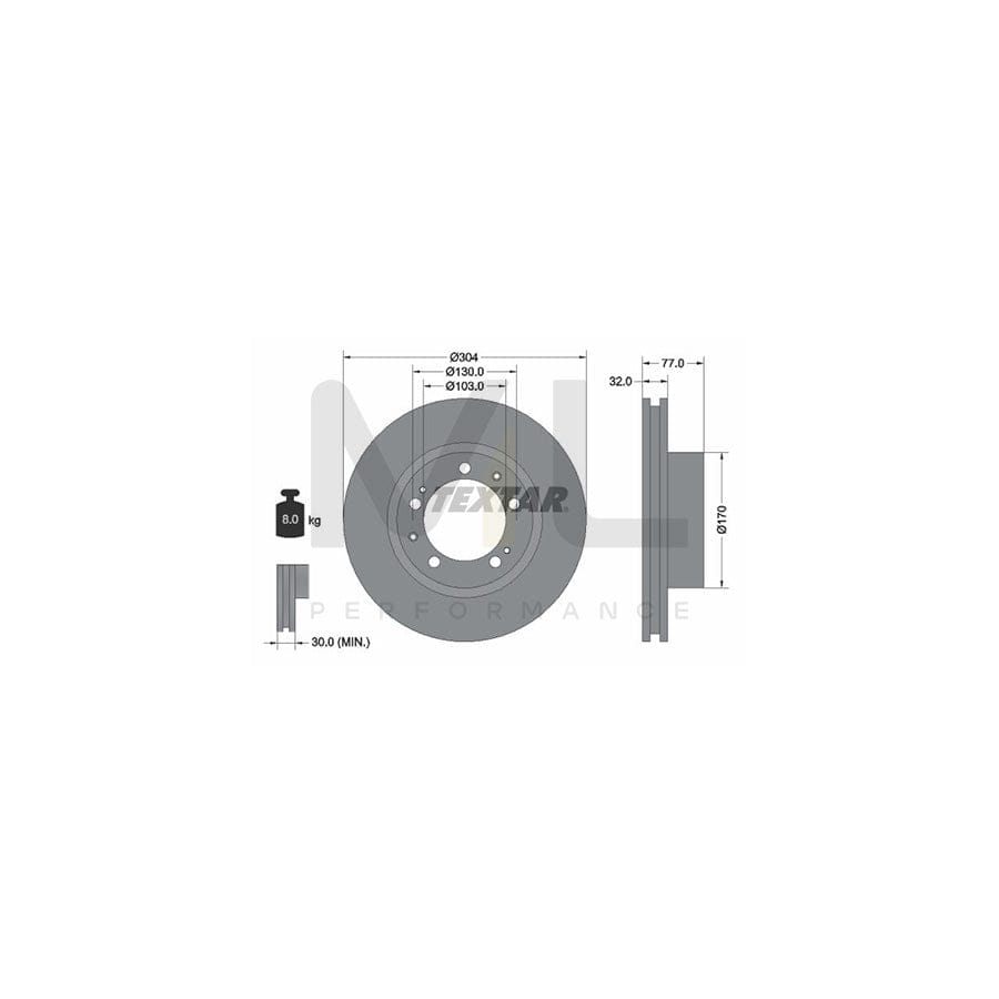 TEXTAR 92039800 Brake Disc Internally Vented, without wheel hub, without wheel studs | ML Performance Car Parts