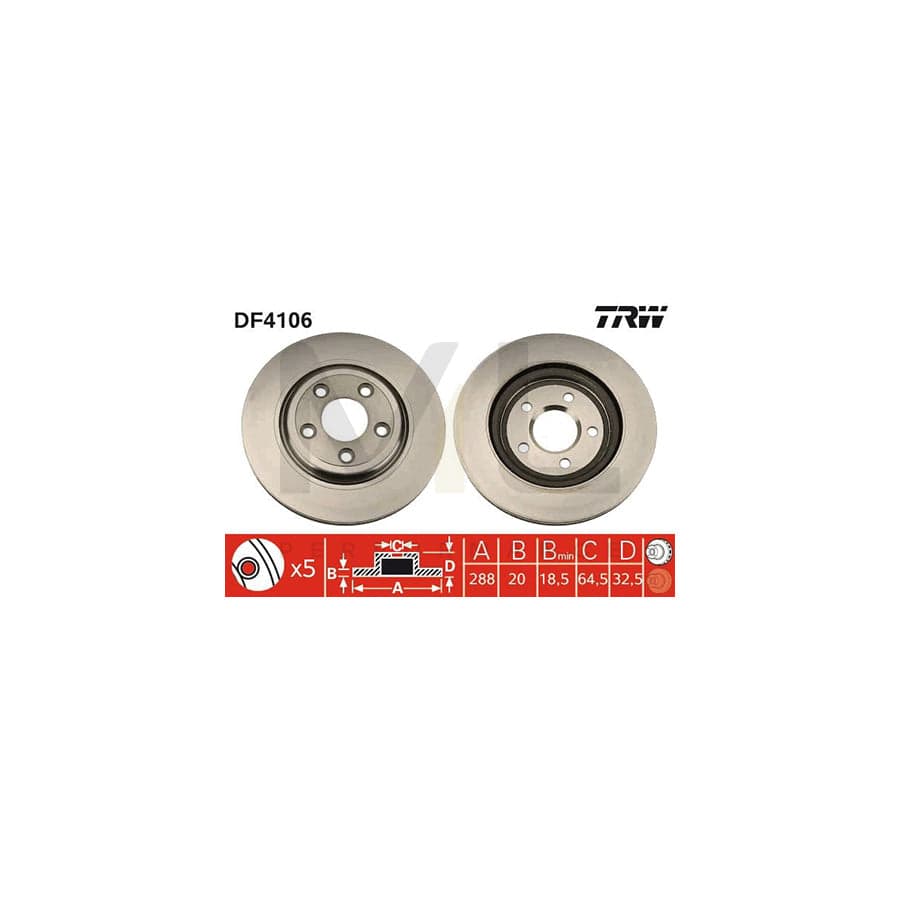 TRW DF4106 Brake Disc Vented, Painted | ML Performance Car Parts