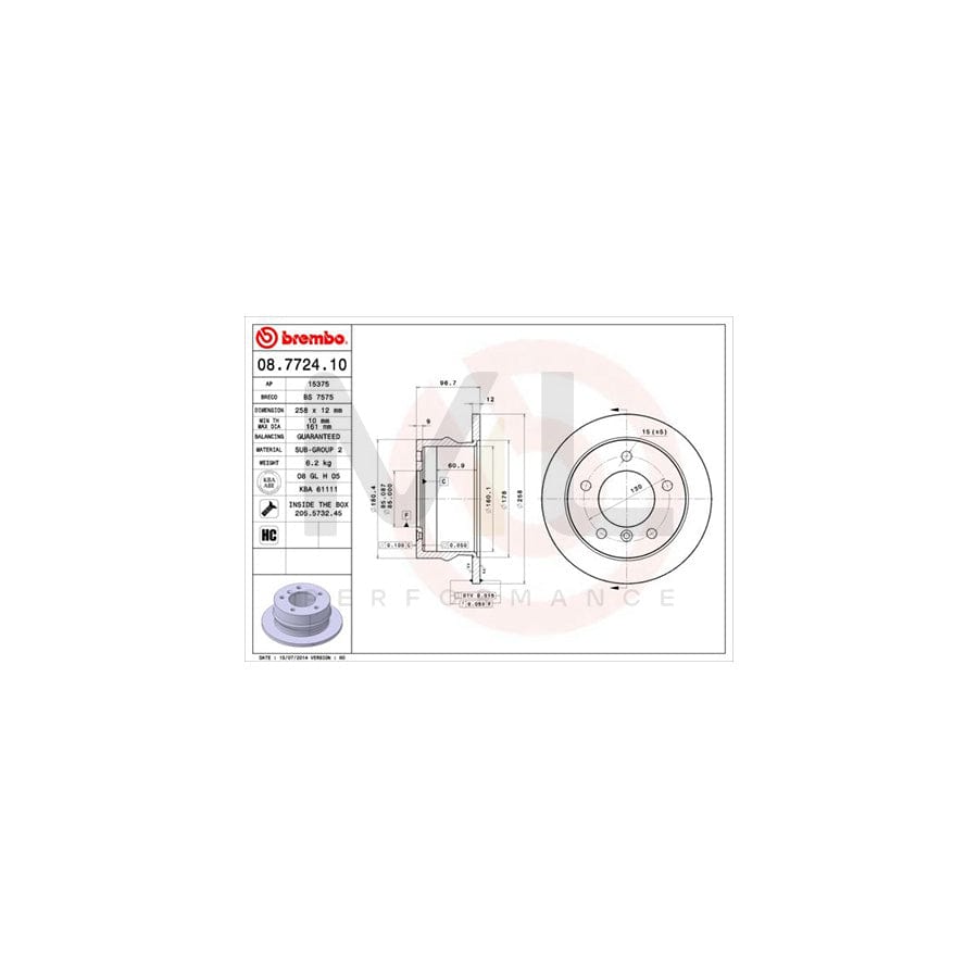 BREMBO 08.7724.10 Brake Disc Solid, High-carbon, with bolts/screws | ML Performance Car Parts