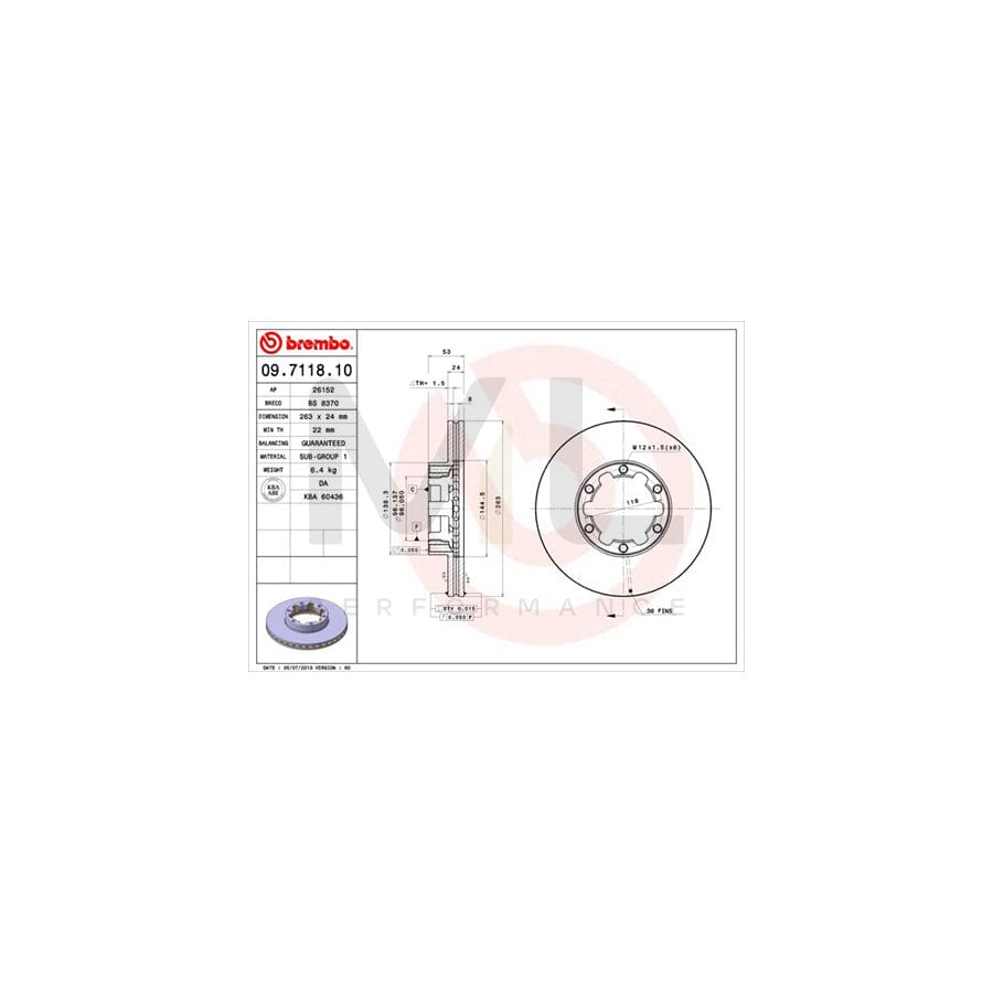 BREMBO 09.7118.10 Brake Disc Internally Vented | ML Performance Car Parts